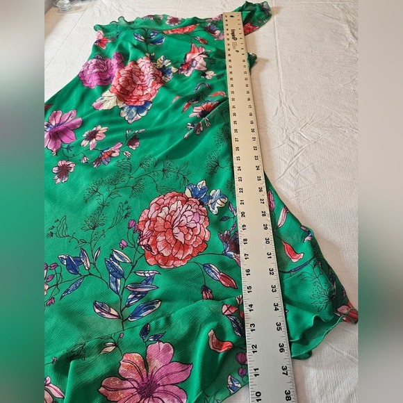 Roz & Ali Floral Green One-Shoulder Asymetrical Dress Size 12 - Picture 11 of 13